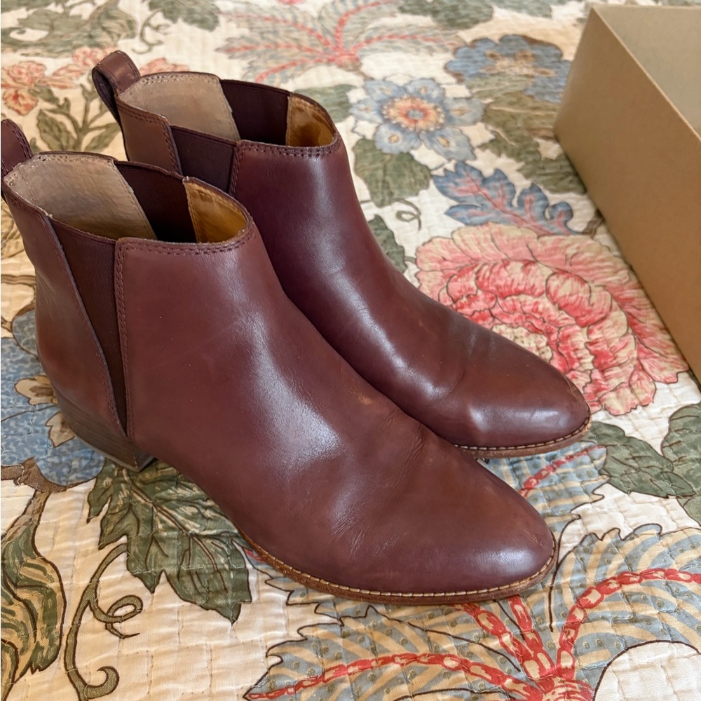 Madewell Burgundy Leather Chelsea Ankle Boots
